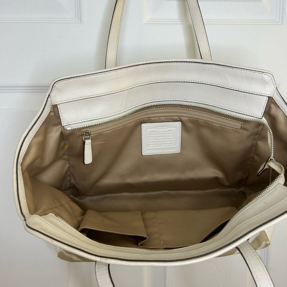 Coach Taylor Carryall Zebra Stripe Leather Canvas LG Satchel Tote F27009 summer - Picture 15 of 16